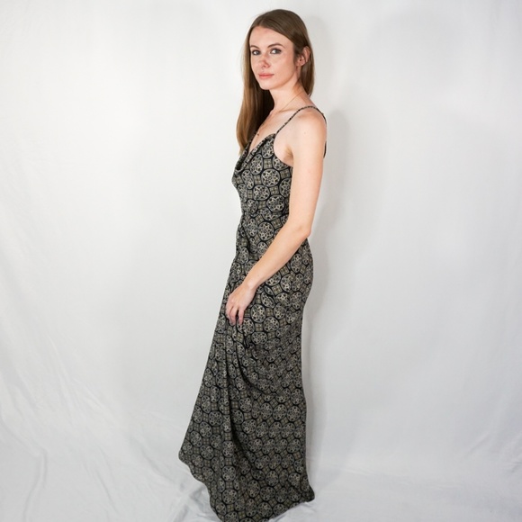 SHONA JOY Draped Black Patterned Maxi Dress - Picture 4 of 6